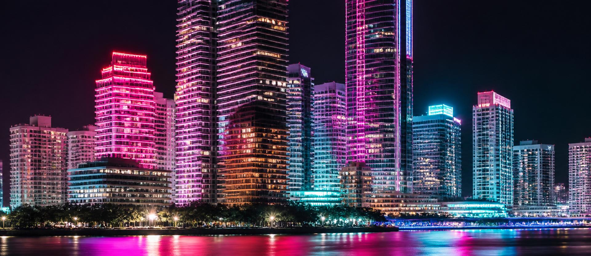 Miami skyline at night